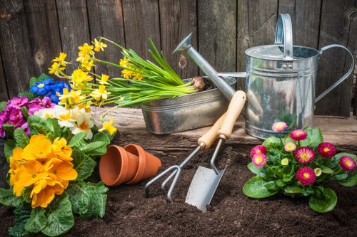 Patio and soft landscaping features for a South Hornchurch home